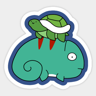 Chameleon and Tiny Turtle Sticker